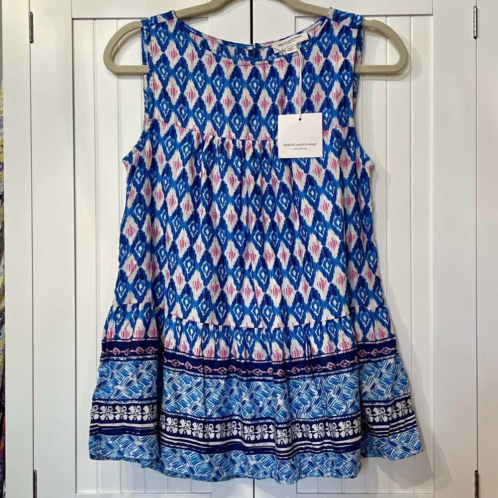 NWT Beachlunchlounge Lee Moroccan Tile Sleeveless Peplum Top